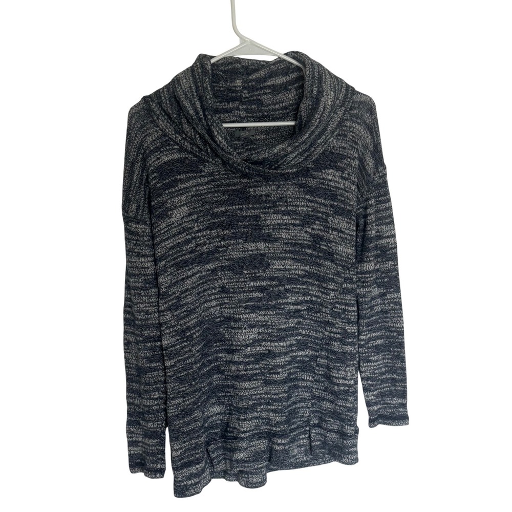 Aerie Navy Blue White Marled Space Dye Cowl Neck Tunic Sweater Small